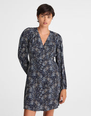Faux-Wrap Midi Dress in Floral SABRINA DOTS NAVY MULTI