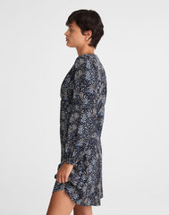Faux-Wrap Midi Dress in Floral SABRINA DOTS NAVY MULTI