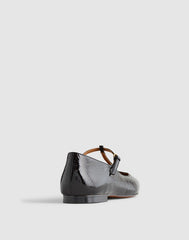 The Mylie T-Strap Flat in Leather TRUE BLACK