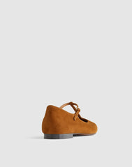 The Mylie T-Strap Flat in Suede RUSSET