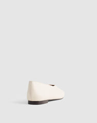 The Mylie Ballet Flat in Leather PEBBLE STONE