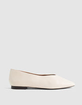 The Mylie Ballet Flat in Leather PEBBLE STONE