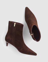 The Emilie Ankle Boot in Suede DARK CAROB