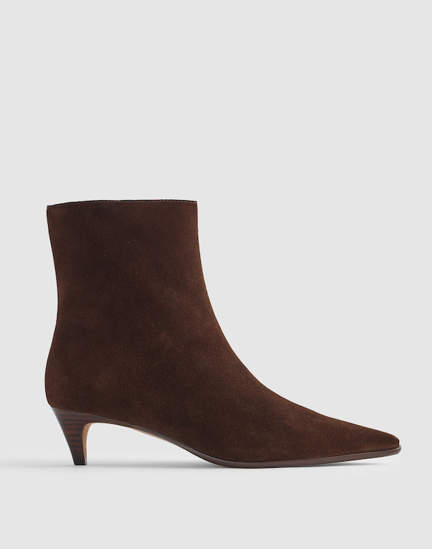 The Emilie Ankle Boot in Suede DARK CAROB