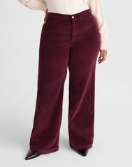 The Plus Wide-Leg Pant in Corduroy DARK POMEGRANATE