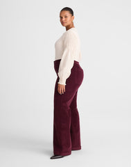 The Plus Wide-Leg Pant in Corduroy DARK POMEGRANATE