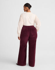 The Plus Wide-Leg Pant in Corduroy DARK POMEGRANATE