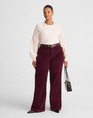 The Plus Wide-Leg Pant in Corduroy DARK POMEGRANATE
