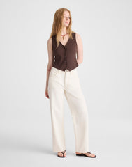 Ribbed V-Neck Vest DARK BROWN