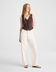 Ribbed V-Neck Vest DARK BROWN