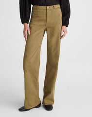 The Petite Wide-Leg Pant in Garment-Dyed Twill GREEN KHAKI