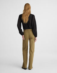 The Petite Wide-Leg Pant in Garment-Dyed Twill GREEN KHAKI