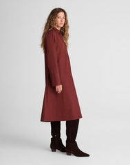 Poplin Long-Sleeved Shirtdress CHOCOLATE RAISIN