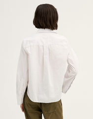 Oxford Easy Y-Neck Button-Up Shirt WHITE