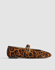 The Remy Mary Jane Flat in Haircalf CARAMEL MULTI
