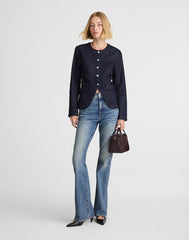 Denim Collarless Jacket in Rinse Wash RINSE WASH