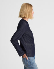 Denim Collarless Jacket in Rinse Wash RINSE WASH