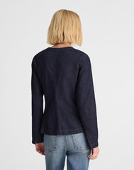 Denim Collarless Jacket in Rinse Wash RINSE WASH
