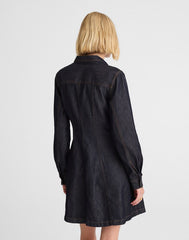 Airy Denim Seamed Shirtdress in Rinse Wash RINSE WASH