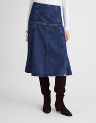 Denim Drop-Waist Midi Skirt in McKinney Wash MCKINNEY WASH