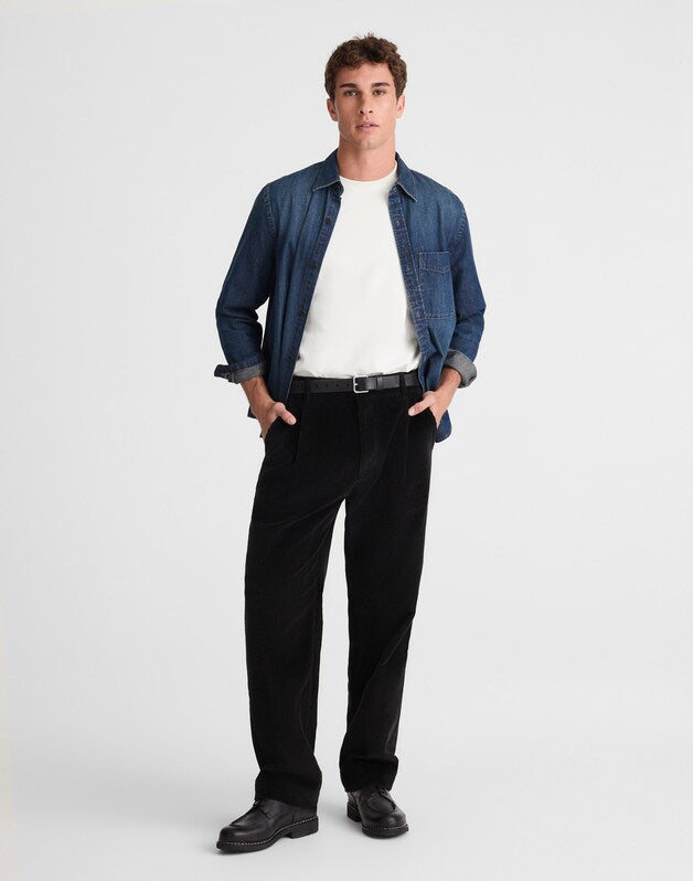 Pleated Trousers in Corduroy WASHED BLACK