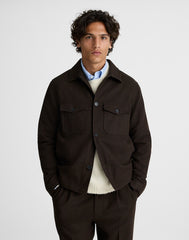 Patch-Pocket Shirt-Jacket in Wool Blend CHOCOLATE