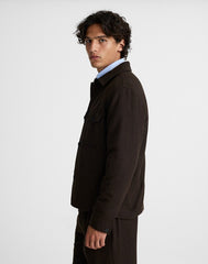 Patch-Pocket Shirt-Jacket in Wool Blend CHOCOLATE