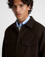Patch-Pocket Shirt-Jacket in Wool Blend CHOCOLATE