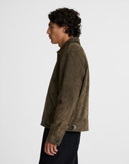 Zip-Front Jacket in Suede EXPEDITION GREEN