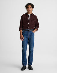 Button-Up Shirt in Fine-Wale Corduroy CHOCOLATE RAISIN