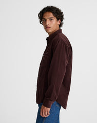 Button-Up Shirt in Fine-Wale Corduroy CHOCOLATE RAISIN