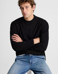 Heavyweight Long-Sleeve Mockneck Tee JET BLACK