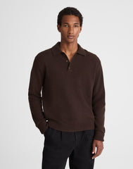 Sweater Polo in Heritage Merino Wool HEATHER DARK BROWN