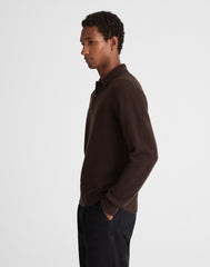 Sweater Polo in Heritage Merino Wool HEATHER DARK BROWN