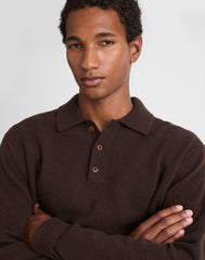 Sweater Polo in Heritage Merino Wool HEATHER DARK BROWN