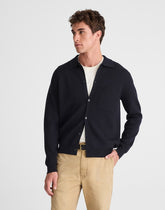 Collared Cardigan in Merino Wool DARK INDIGO