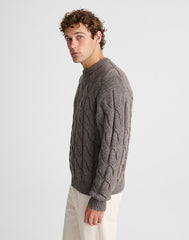 Cable-Knit Crewneck Sweater DARK DRIFTWOOD