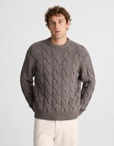 Cable-Knit Crewneck Sweater DARK DRIFTWOOD