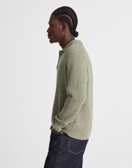 Waffle-Knit Sweater Polo HEATHER SAGE