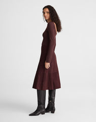 Seamed Midi Skirt in Suede DEEP PLUM