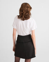 Fringed Overlay Mini Skirt BLACK TWEED BLEND