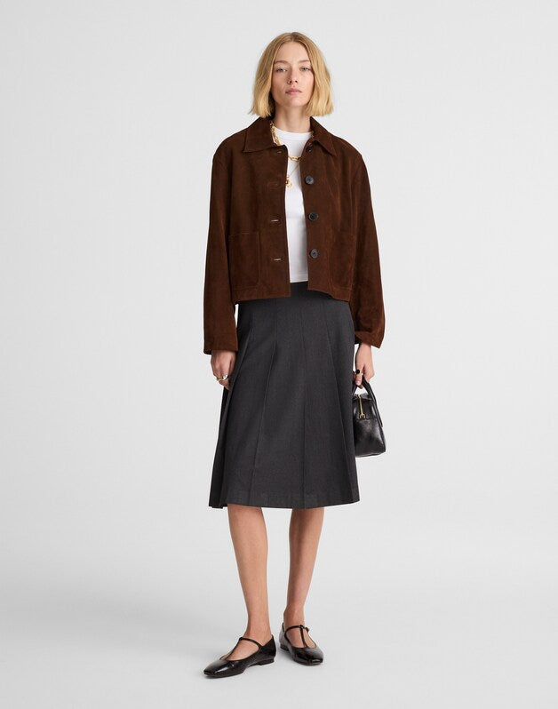 Pleated Midi Skirt DARK GREY