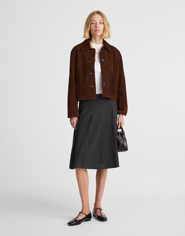 Pleated Midi Skirt DARK GREY