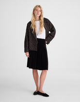 Pleated Midi Skirt in Velvet BLACK