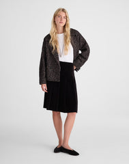 Pleated Midi Skirt in Velvet BLACK