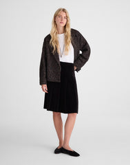 Pleated Midi Skirt in Velvet BLACK