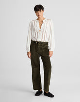 The Darted Barrel-Leg Utility Pant in Corduroy MIDNIGHT OLIVE