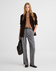Slouchy Straight Pants in Brushed Twill LIGHT GREY