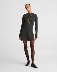 Sweater Mini Dress CHARCOAL PLACED STRIPE