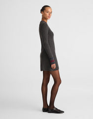 Sweater Mini Dress CHARCOAL PLACED STRIPE